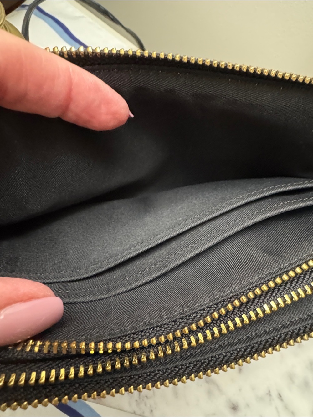 Coach Brown Signature Double Zip Wristlet with Gold Logo - Picture 9 of 12